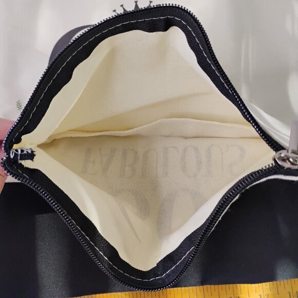 60 & Fabulous Canvas Tote Bag with Zipper Pouch & Ribbon – Black & Cream- NEW - Picture 16 of 16